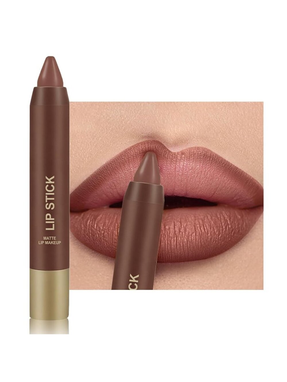 Women's B02# Rose Nude 24 Hour Long-lasting Rose Matte Lipstick Crayon